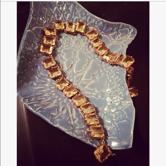 J. Crew Champagne Crystal Necklace - Ribbon Tie On