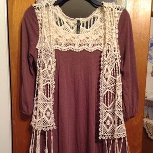 *SET* Soprano Boho Dress & Full Tilt Crochet Vest
