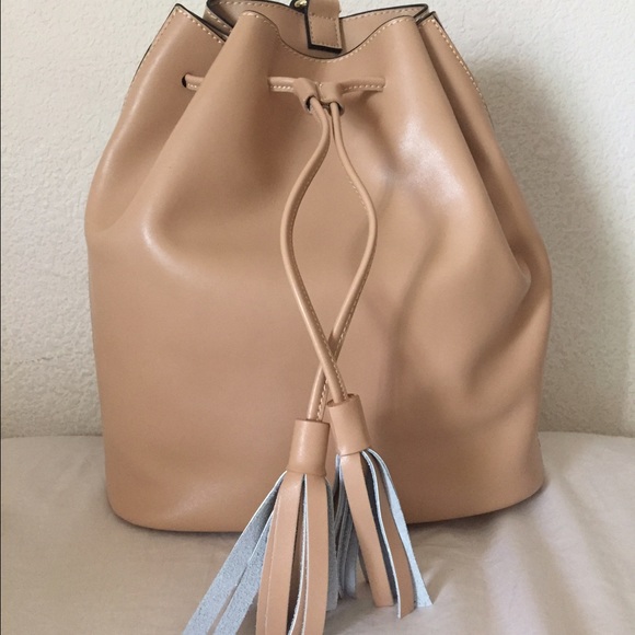 Genuine Leather Nude Bucket Bag Backpack