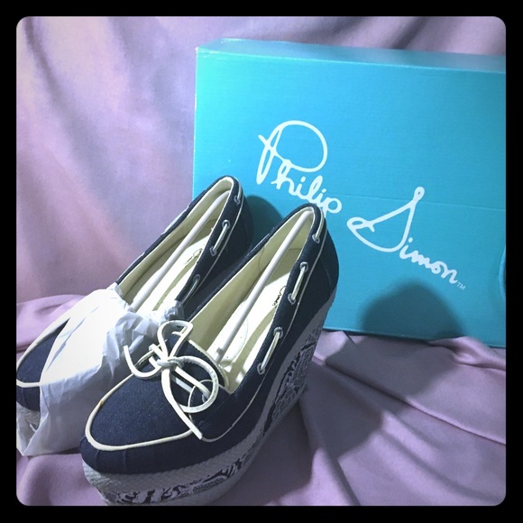 Philip Simon ACARI 200 wedge NWT sz9 denim
