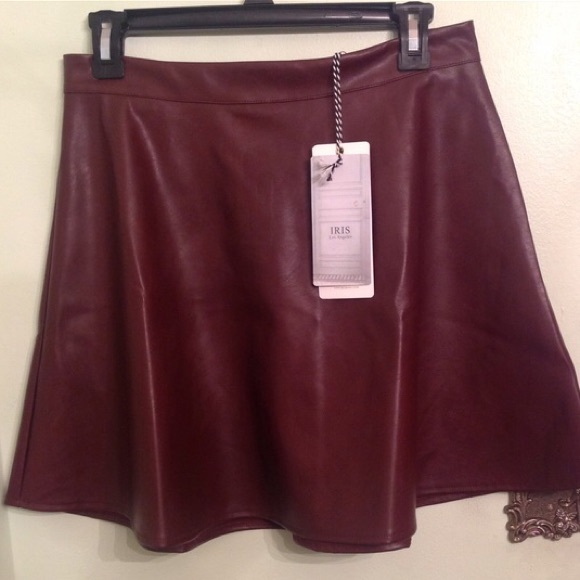 Burgundy Vegan Leather Skirt