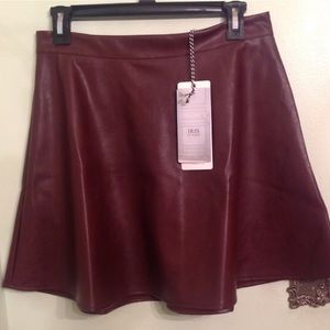Burgundy Vegan Leather Skirt