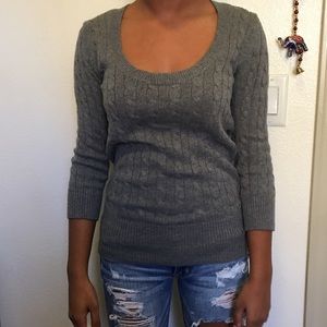 American Eagle Grey Cable Knit Sweater