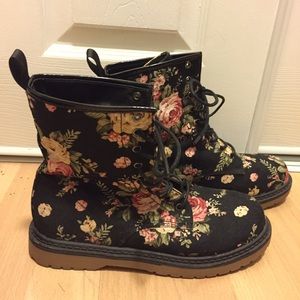 Floral Combat Boots