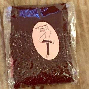 Black sparkly knee high leg warmers in package