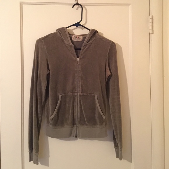 Juicy Couture Velour Zip Up Jacket in Forest Green