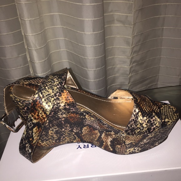 4 inch multicolor python wedges with straps