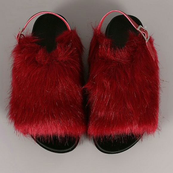 Last  Size 6**🥀 Furry Open Toe Slingback Sandal - Picture 5 of 8
