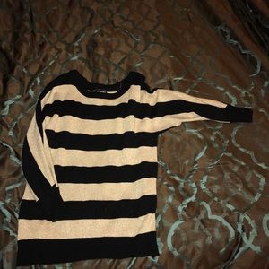 stripped black and gold shimmering sweater.
