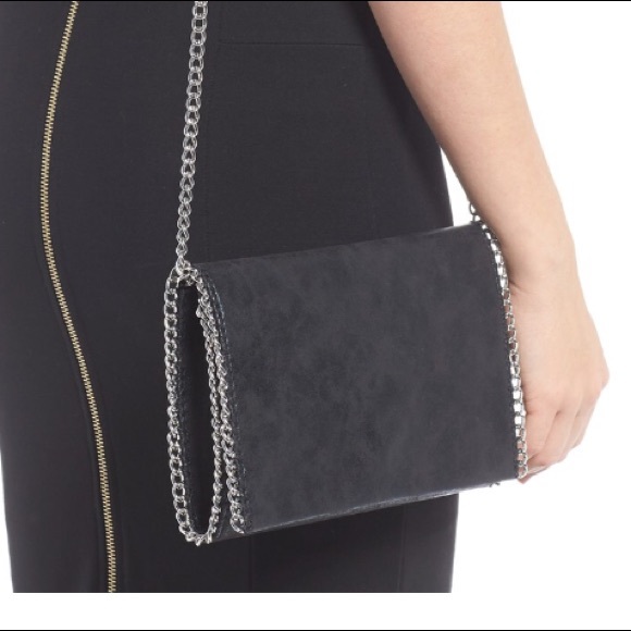 Chelsea28 black faux leather clutch