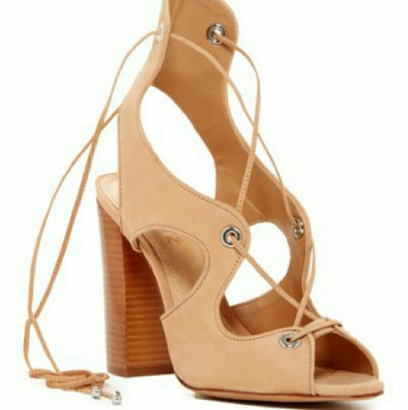 NEW- Schutz Nubuck Ankle Wrap Heels - Picture 2 of 6