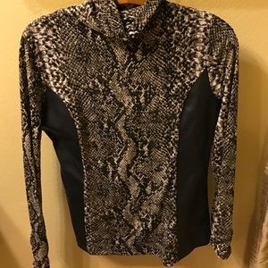 Leather turtleneck blouse