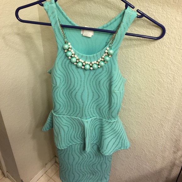 Beautiful blue necklace attached dress