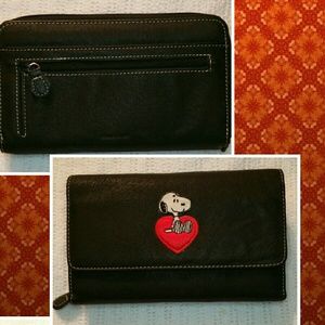 Snoopy Black Leather Wallet