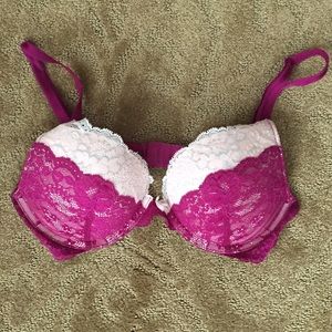 VICTORIA SECRET PINK WINE ANGELS LACE PUSH UP BRA