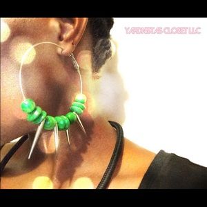 Green Spike Earrings