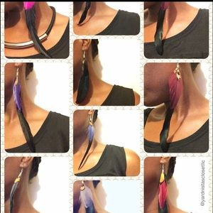 Multi Colored Feather Earrings