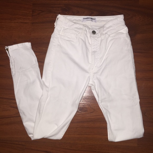 American Apparel White High-waisted Skinny Jeans