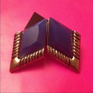 Blue Diamond Shape Earrings