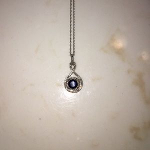 White gold, sapphire and diamond necklace