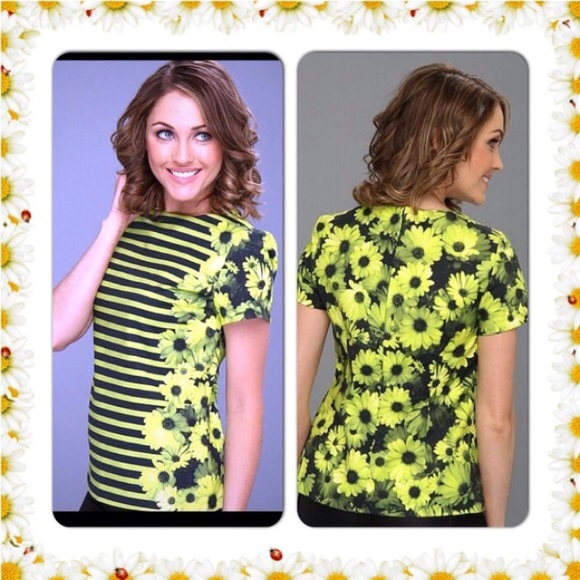 Michael Kors Green Floral And Striped Top - Picture 1 of 4