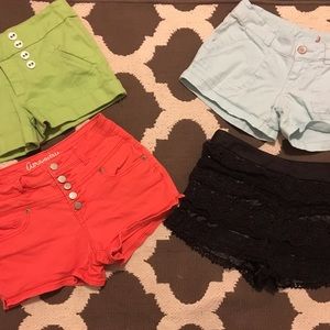 Bundle of Shorts-coral orange/black/limegreen/teal