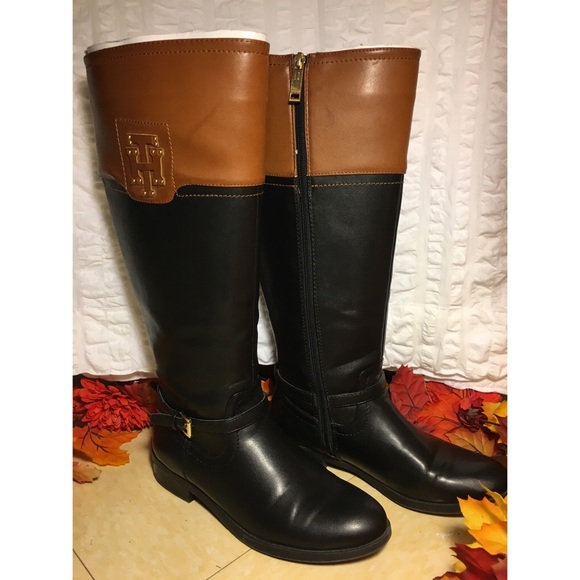 Authentic Tommy Hilfiger Two Tone Riding Boots - Picture 2 of 4