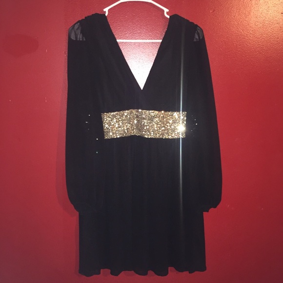 Holiday Black & Gold Party Dress