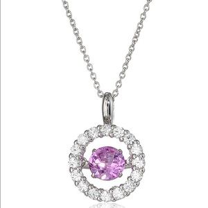 Sterling Silver dancing pink Sapphire necklace