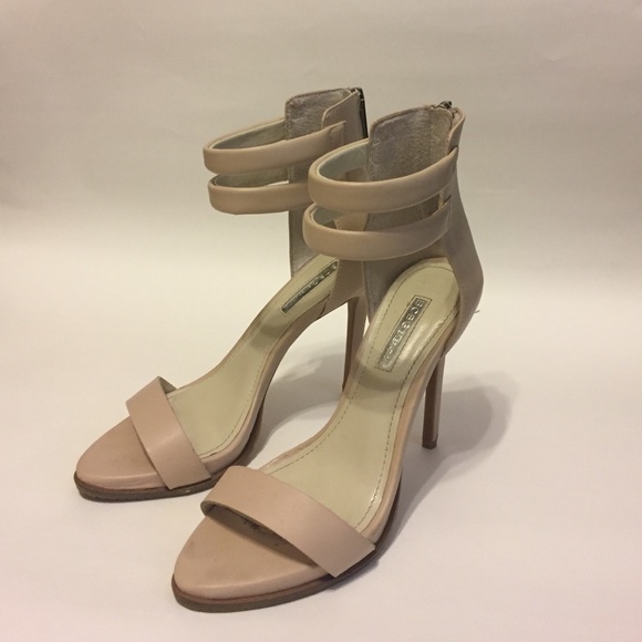 Nude heels with double ankle strap detail