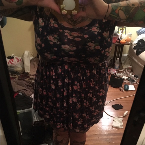 Super soft blue floral skater dress