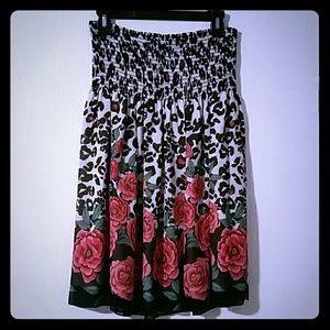 Forever 21 cheetah and rose strapless dress