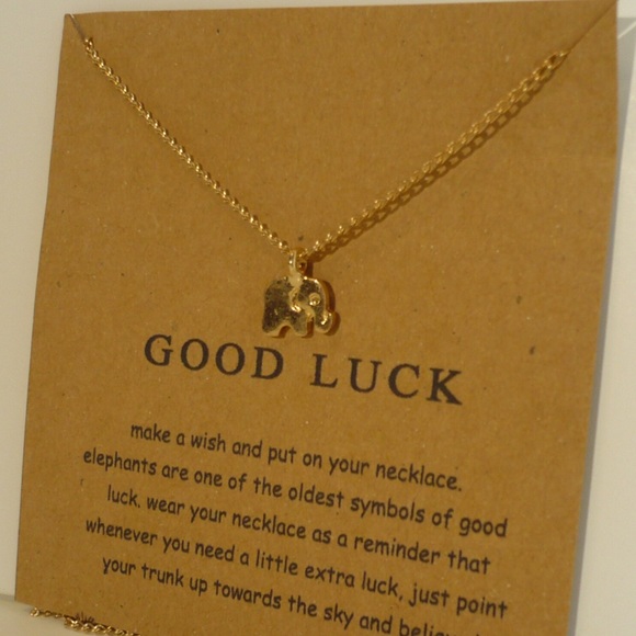 Gold Elephant Necklace Simple Minimalist Good Luck - Picture 3 of 4