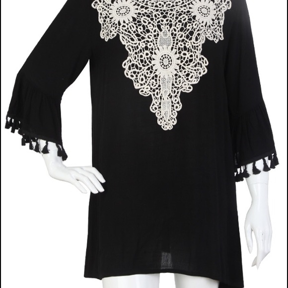 Black crochet boho tunic - Picture 3 of 3