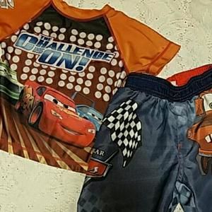 Disney rash guard  top old navy trunks