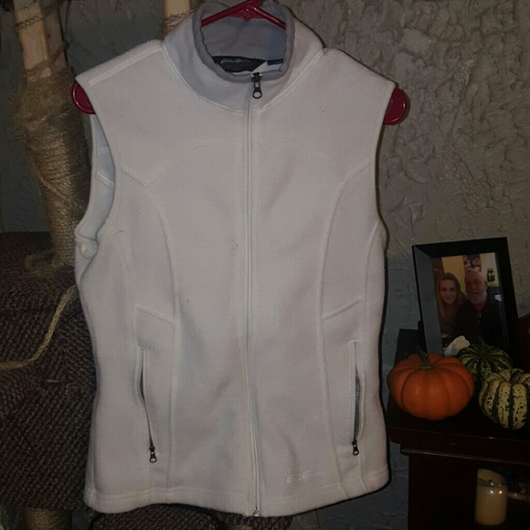 White Eddie Bauer fleece vest