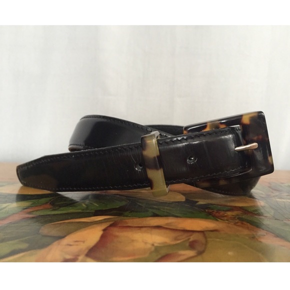 Ann Taylor : Black Belt Tortoise Shell Buckle : M
