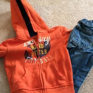 Jeans and sweatshirt