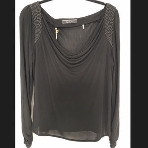 NWT Black top w draped neckline by Robert Graham