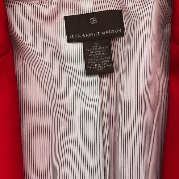 Chic Red Blazer with Blue-&-White Pinstripe Lining - Picture 2 of 4