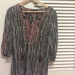 Embroidered Black, White, Pink, Blouse