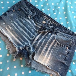 AE Stars & Stripes Denim Shorts