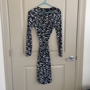 Black and white wrap dress