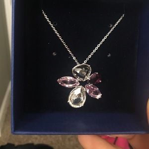 NIB Swarovski Crystal Flower necklace purple