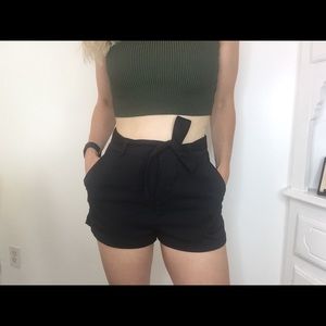 Black High Waist Belted H&M Shorts