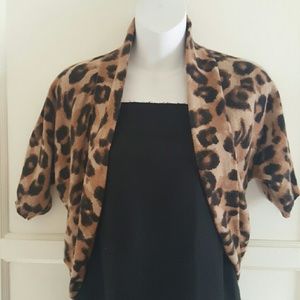 Leopard print wool shrug