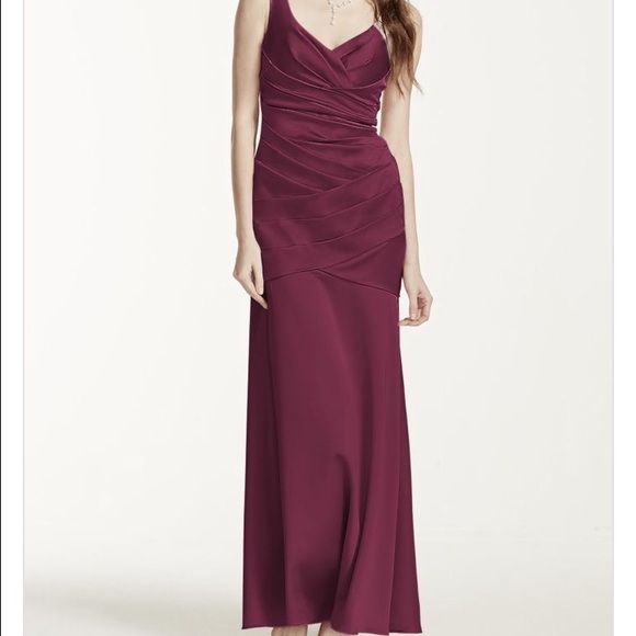 DAVIDS BRIDAL long stretch satin gown