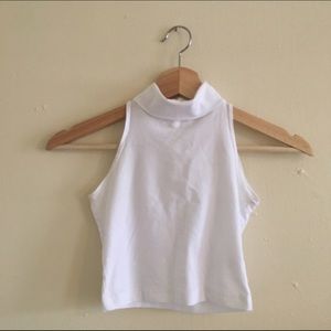 American Apparel Turtleneck Crop Top - White