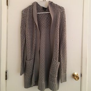 Long knit sweater with hood