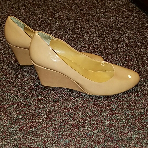 J. Crew nude wedge heels
